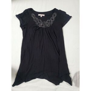 Moa Moa Girls Black Embellished‎ Shirt Large